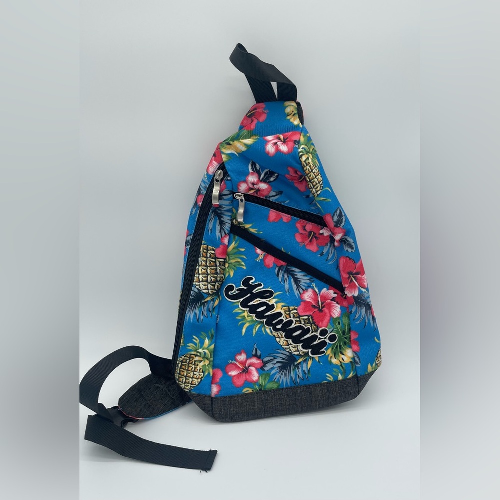 Hawaii Bag Sling Crossbody Backpack Travel Blue Floral